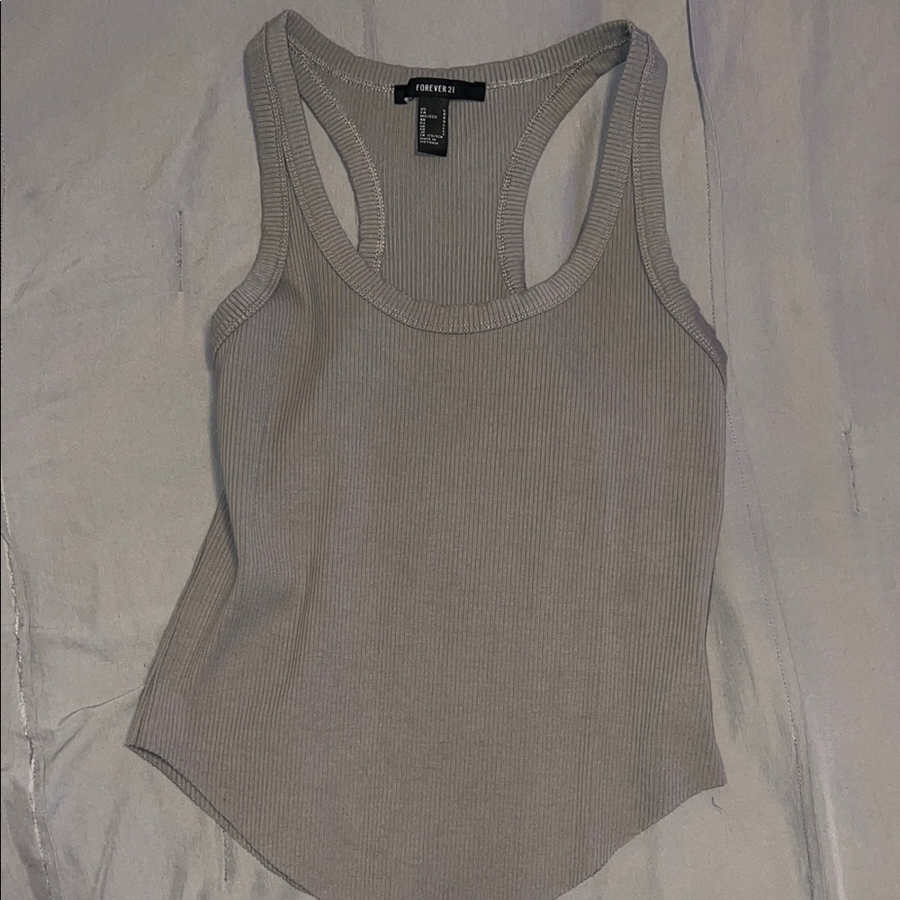 Forever 21 Light Gray Ribbed Racerback Tank